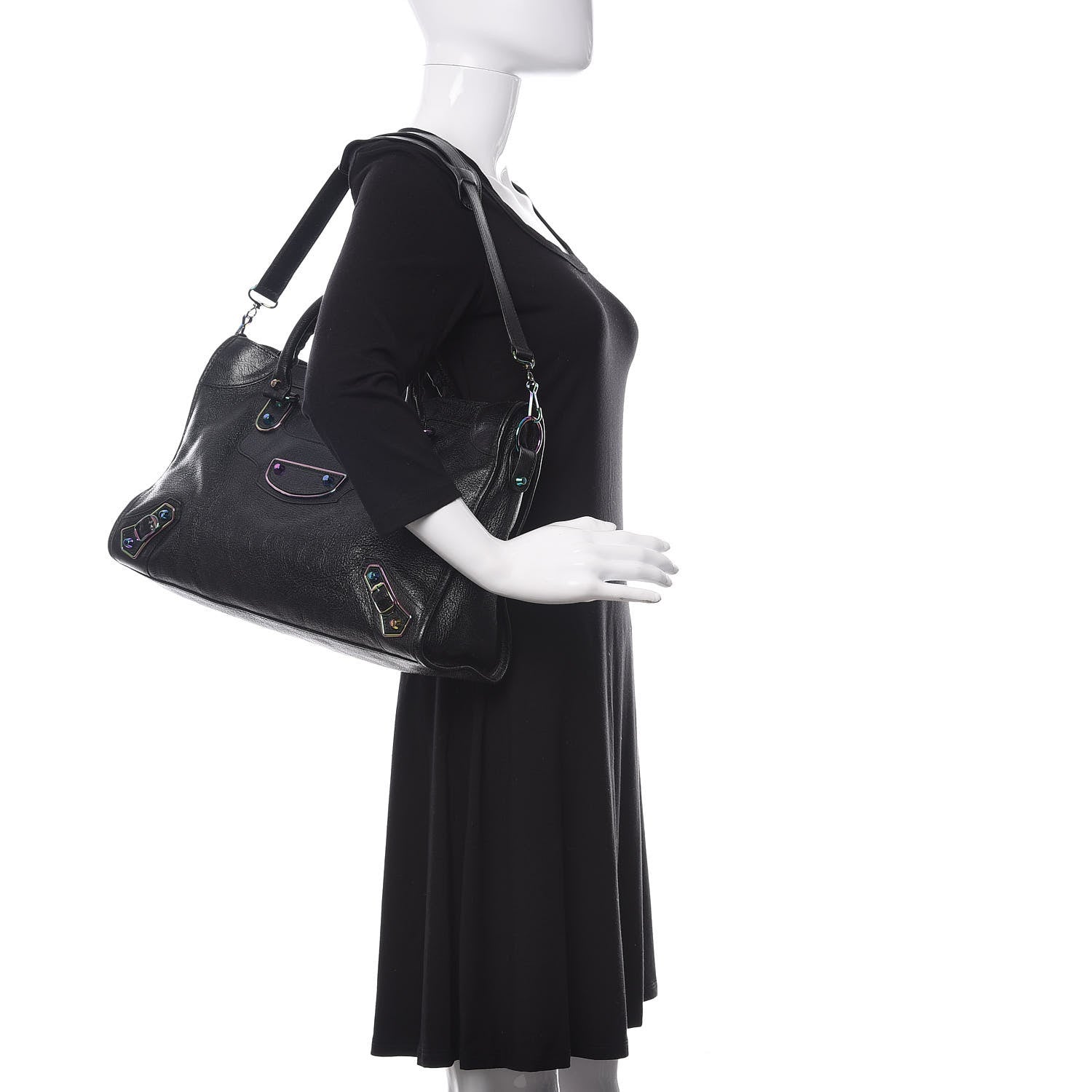 Balenciaga Chevre Iridescent Metallic Edge Hardware City Black 2 of 9