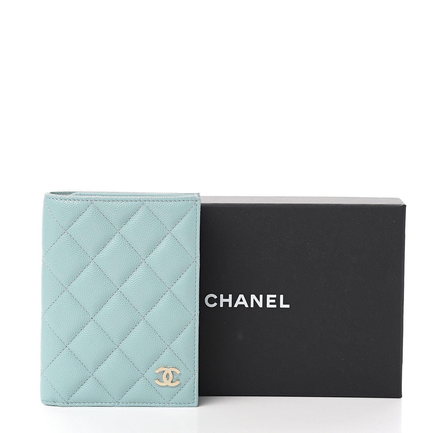 Caviar Quilted Passport Holder Blue