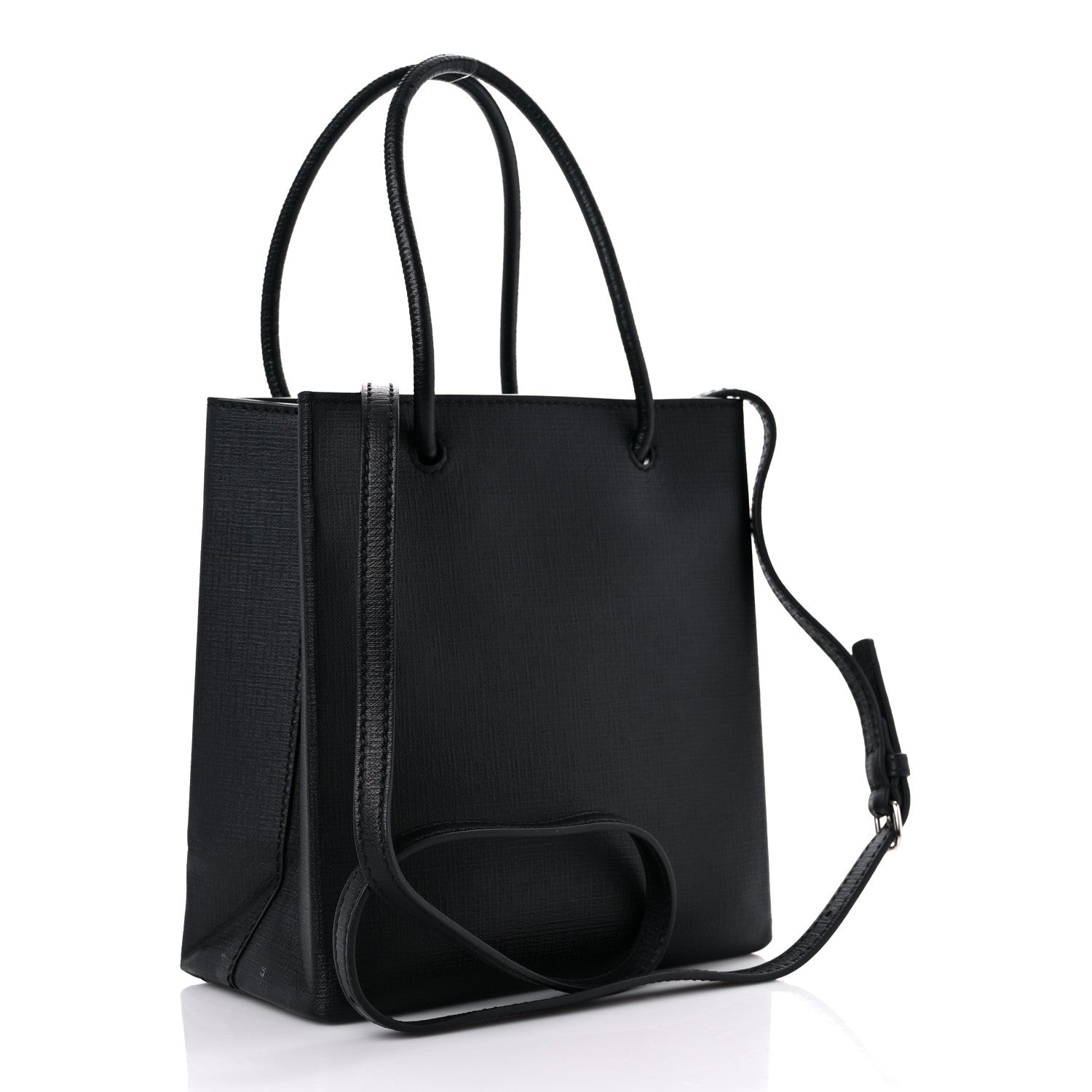 Balenciaga Squared Calfskin Logo XXS Shopping Tote Black 3 of 11