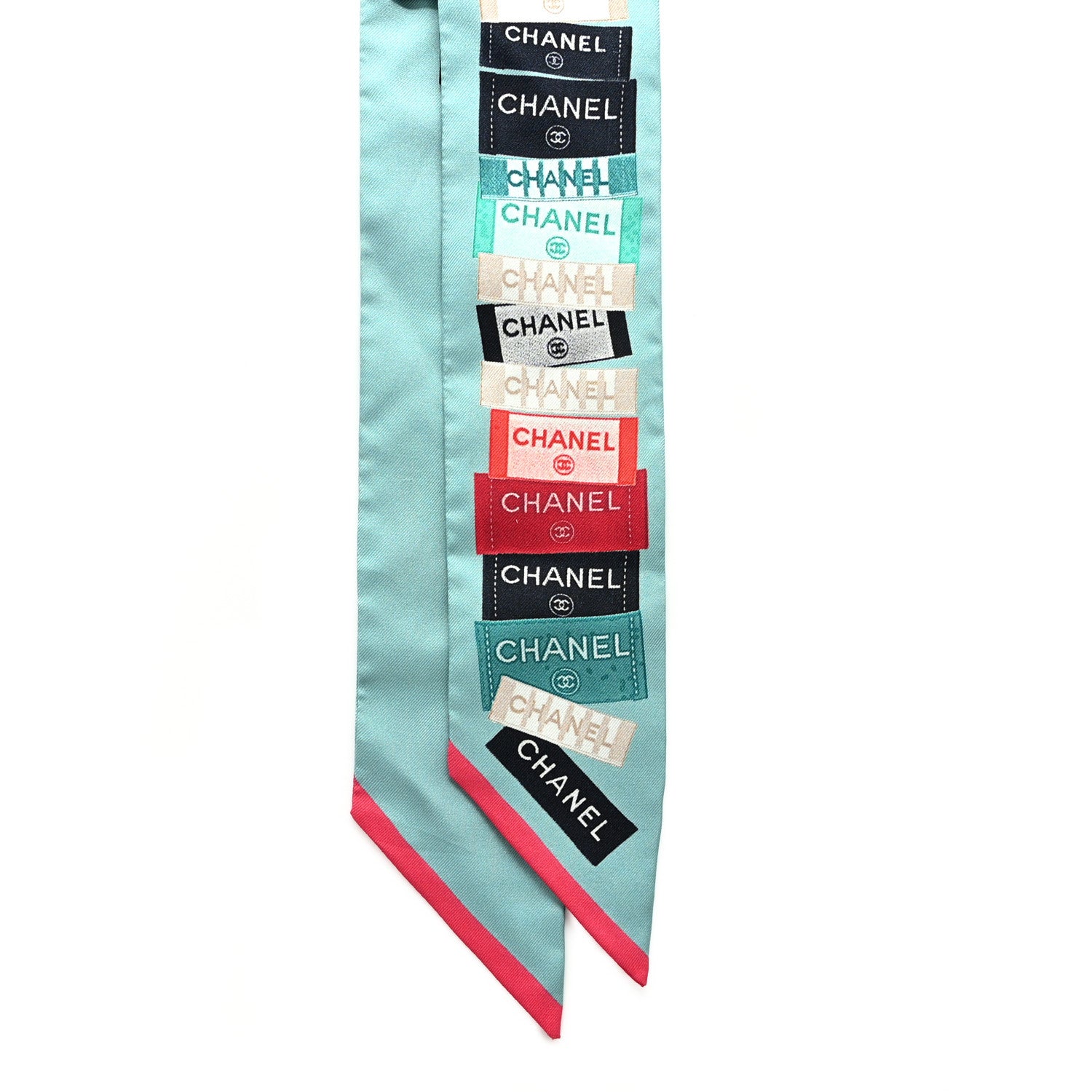 Chanel Silk Twill Slim Bandeau Scarf Blue Multicolor 2 of 5