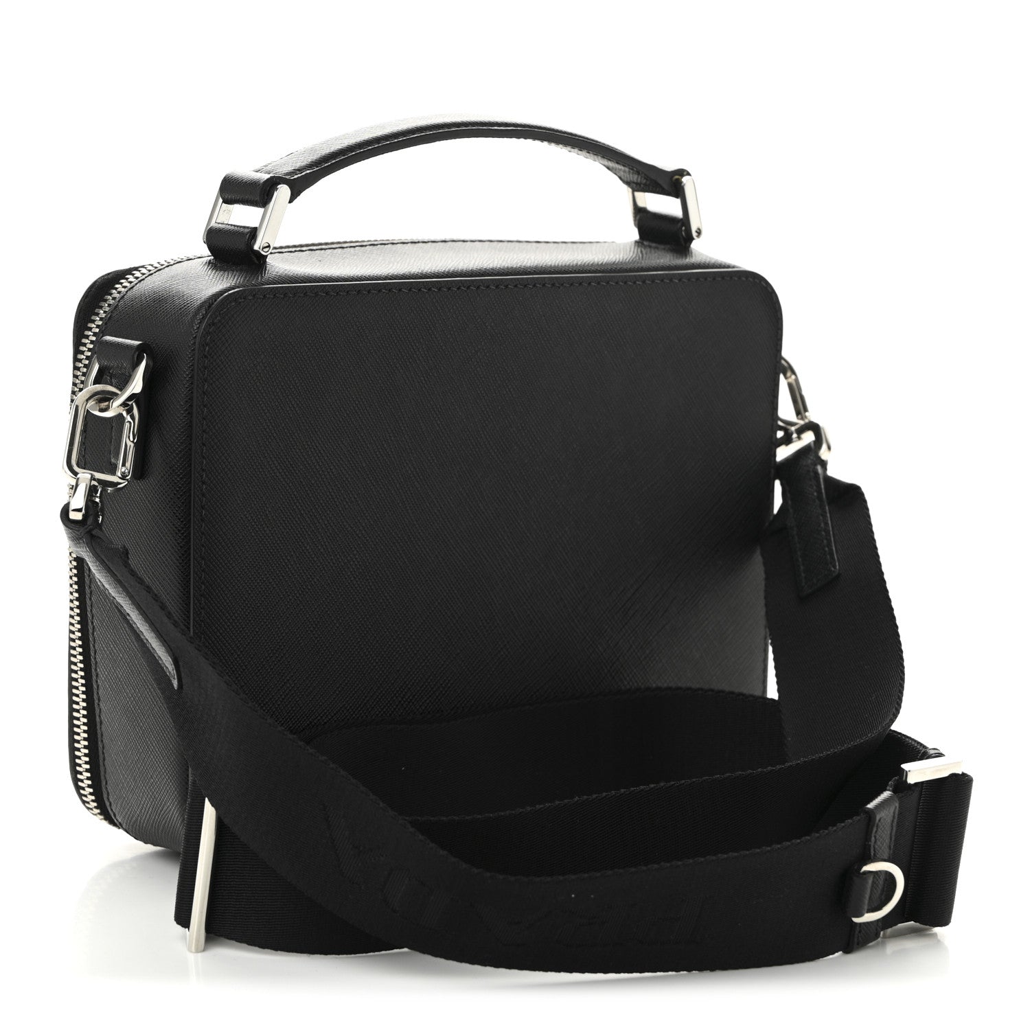 Prada Saffiano Travel Medium Brique Crossbody Bag Black 3 of 11