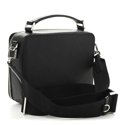 Prada Saffiano Travel Medium Brique Crossbody Bag Black 3 of 11