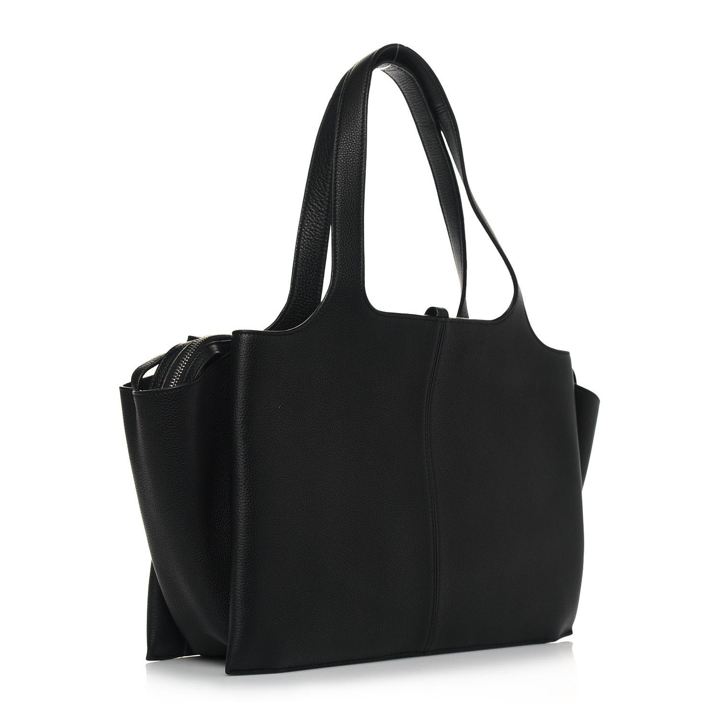 Baby Grained Calfskin Medium Tri-Fold Bag Black