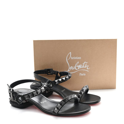 Christian Louboutin Waxed Calfskin Pyrasand 30mm Strappy Sandals 38 Black 9 of 9