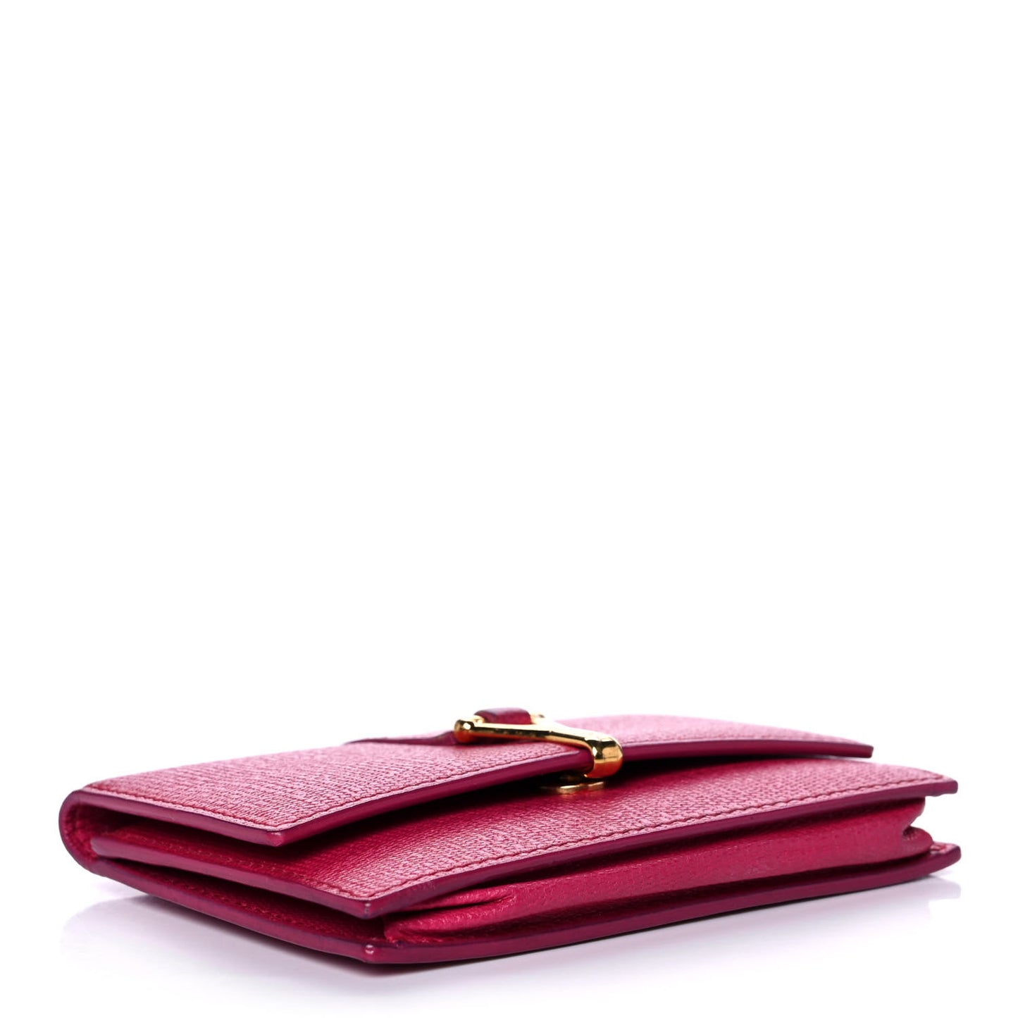 Textured Calfskin Y Card Holder Fuchsia