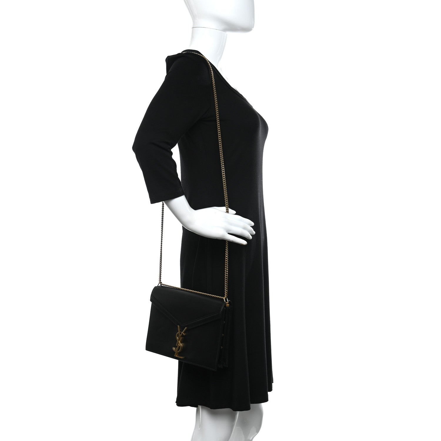 Saint Laurent Grain De Poudre Monogram Cassandra Clasp Bag Black 2 of 9