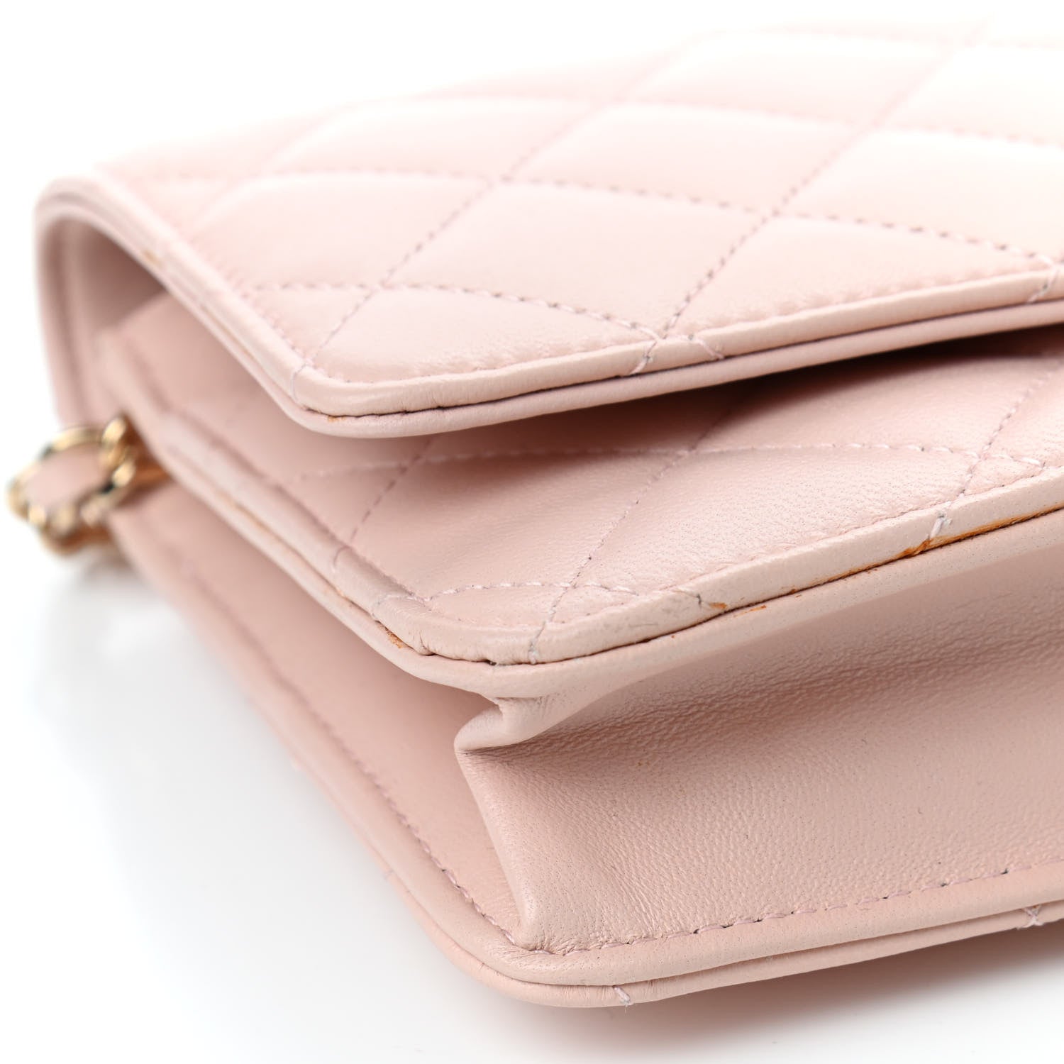 Chanel Lambskin Quilted Wallet On Chain WOC Light Pink 10 of 12