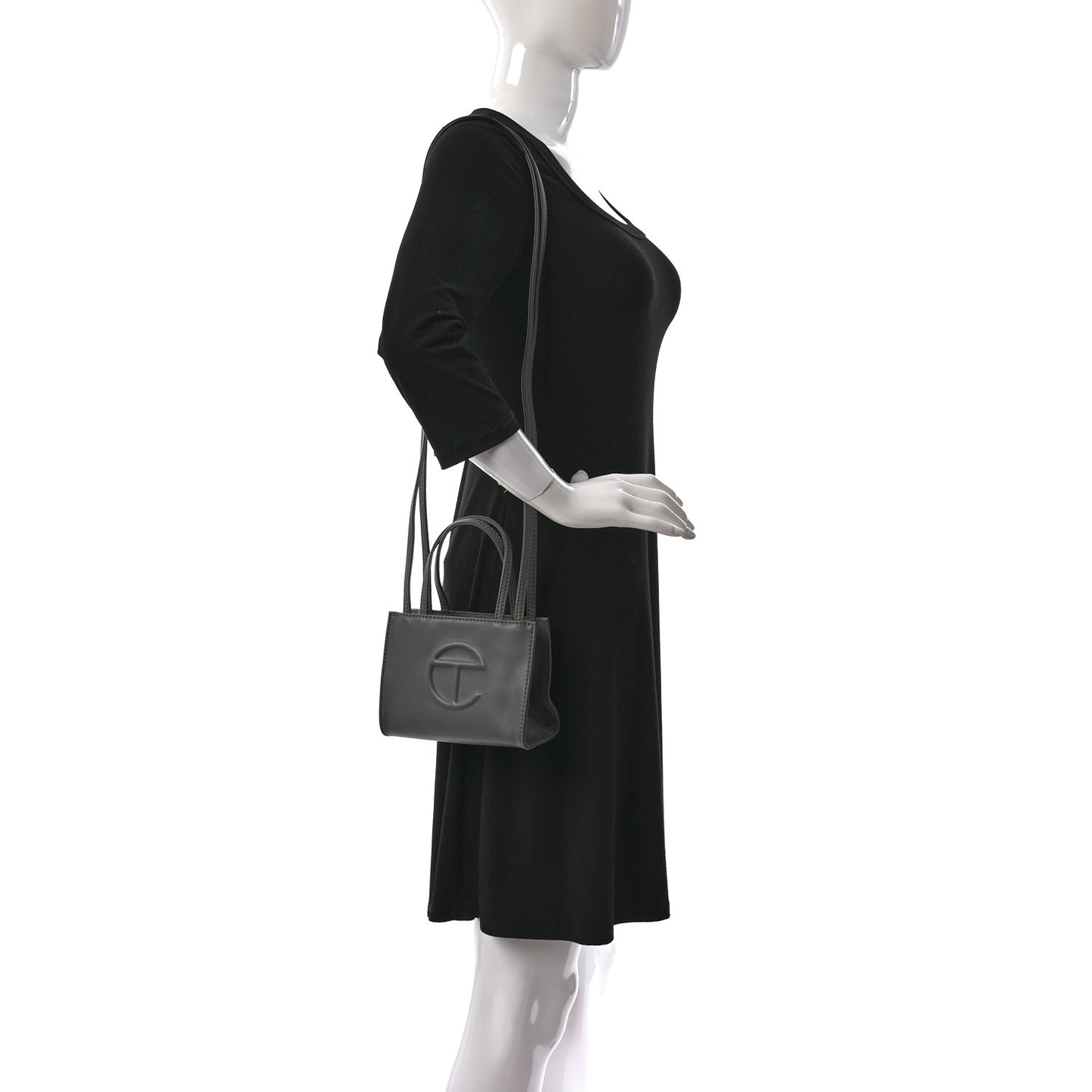 Vegan Leather Small Shopping Bag Grey