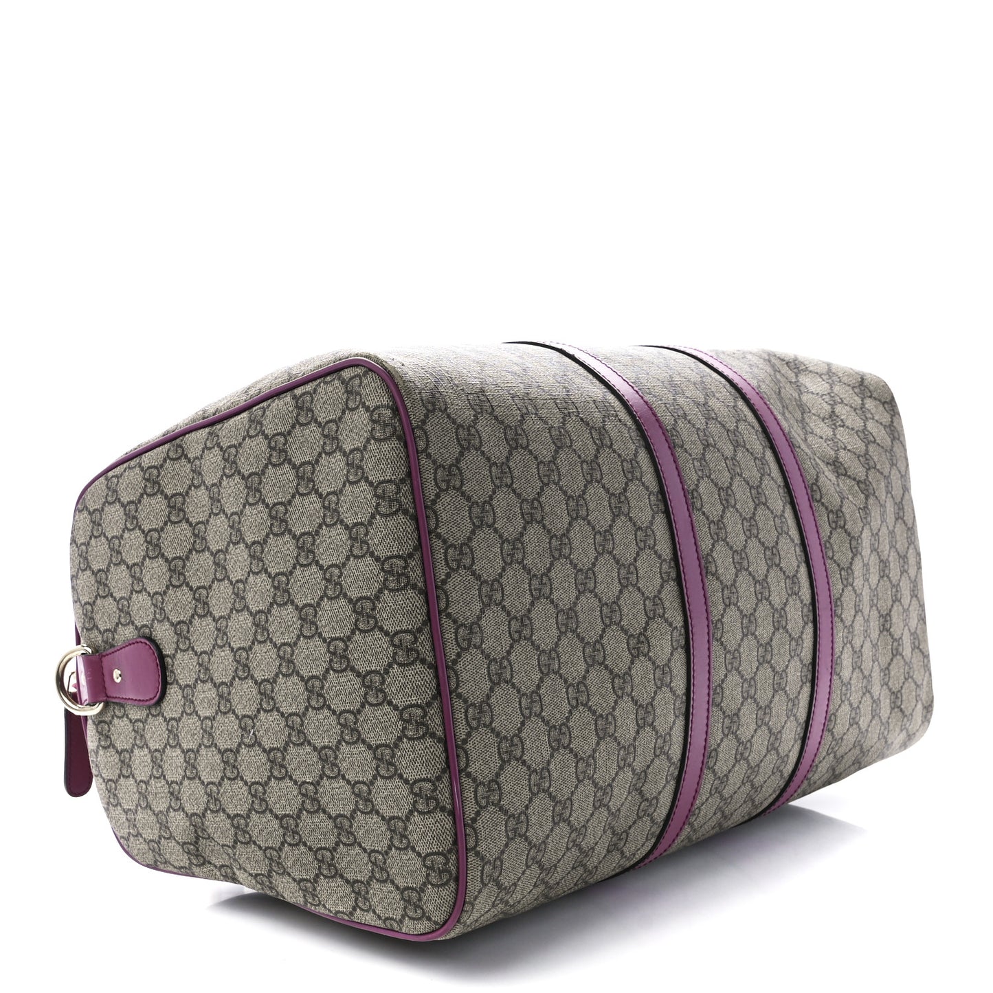 GG Supreme Monogram Selleria Calfskin Medium Carry On Duffle Bag Beige Ebony Peonia Flower