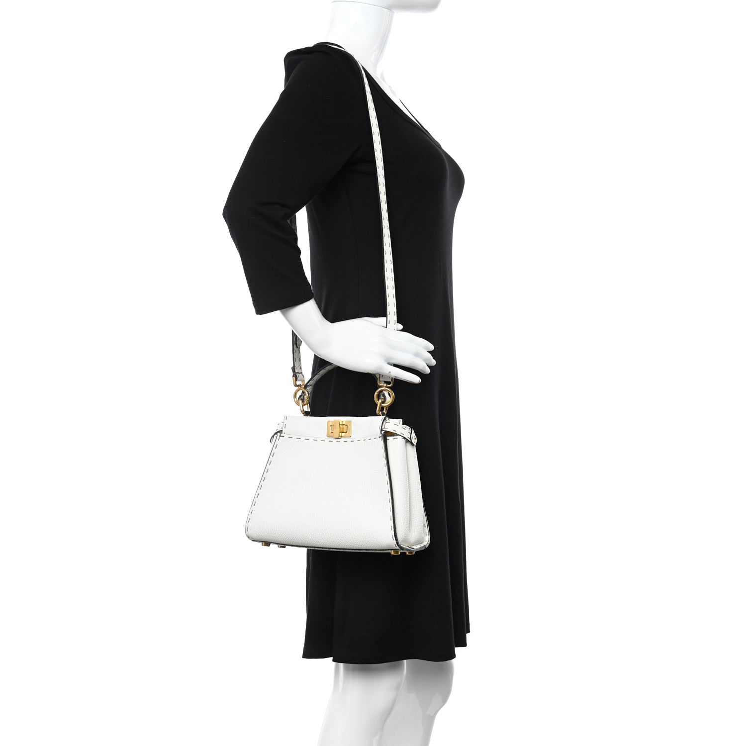 Fendi Cuoio Romano Selleria Mini Peekaboo Iconic Satchel White 2 of 14