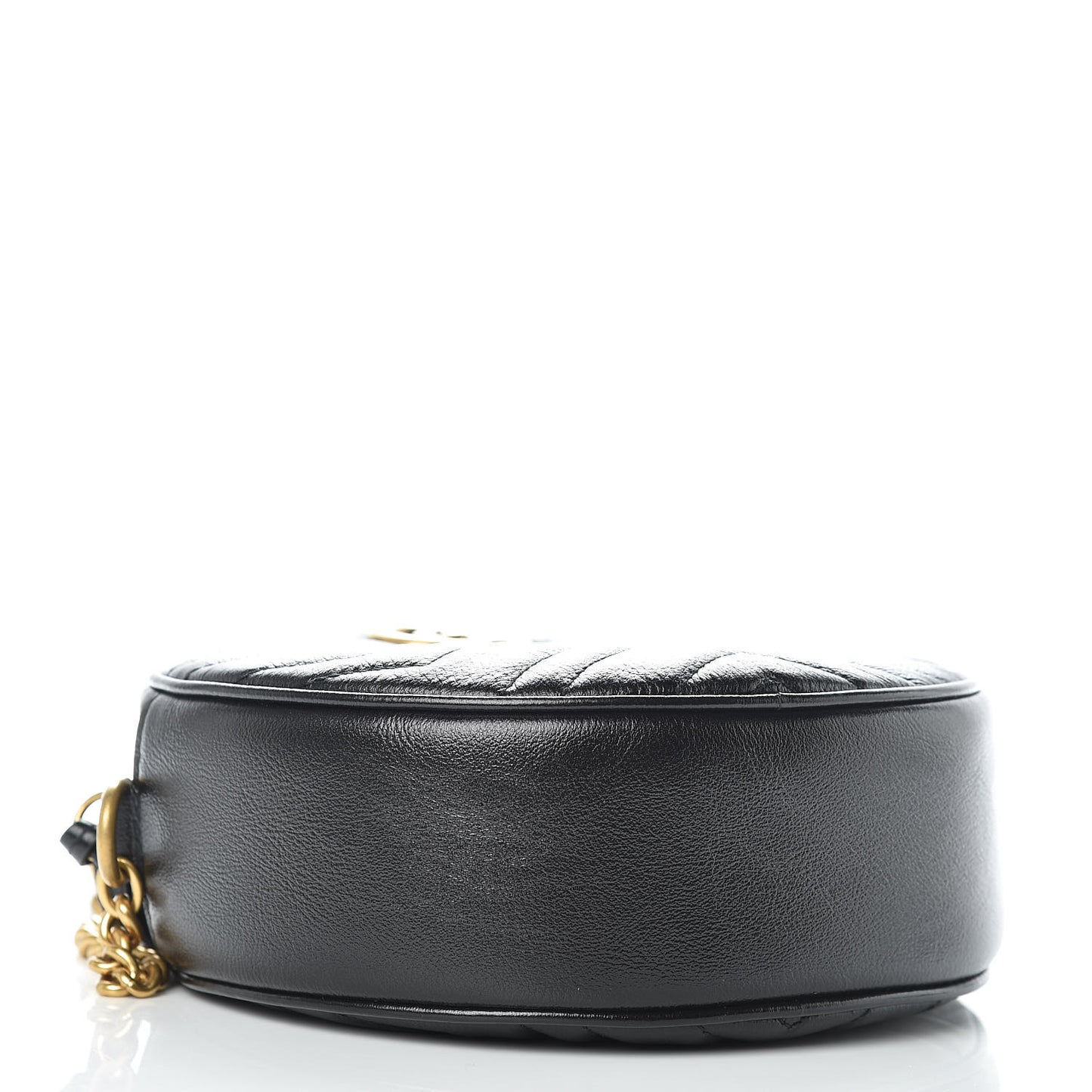 Azalea Calfskin Matelasse Heart Mini GG Marmont Round Shoulder Bag Black