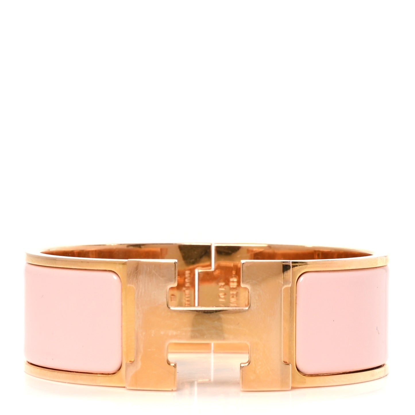 Enamel Wide Clic Clac H Bracelet PM Rose Dragee