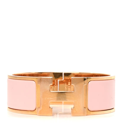 Hermes Enamel Wide Clic Clac H Bracelet PM Rose Dragee 1 of 5