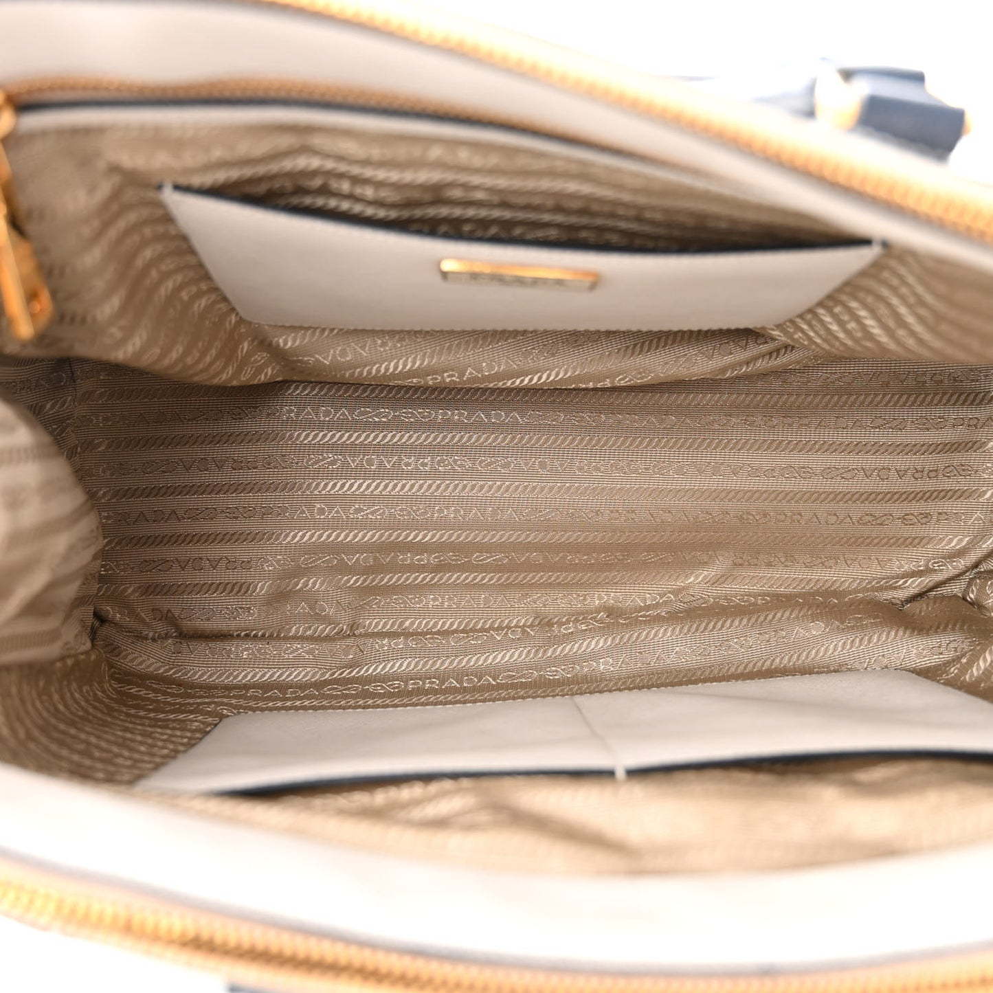 Saffiano Lux Colorblock Medium Galleria Double Zip Tote Talco Baltico