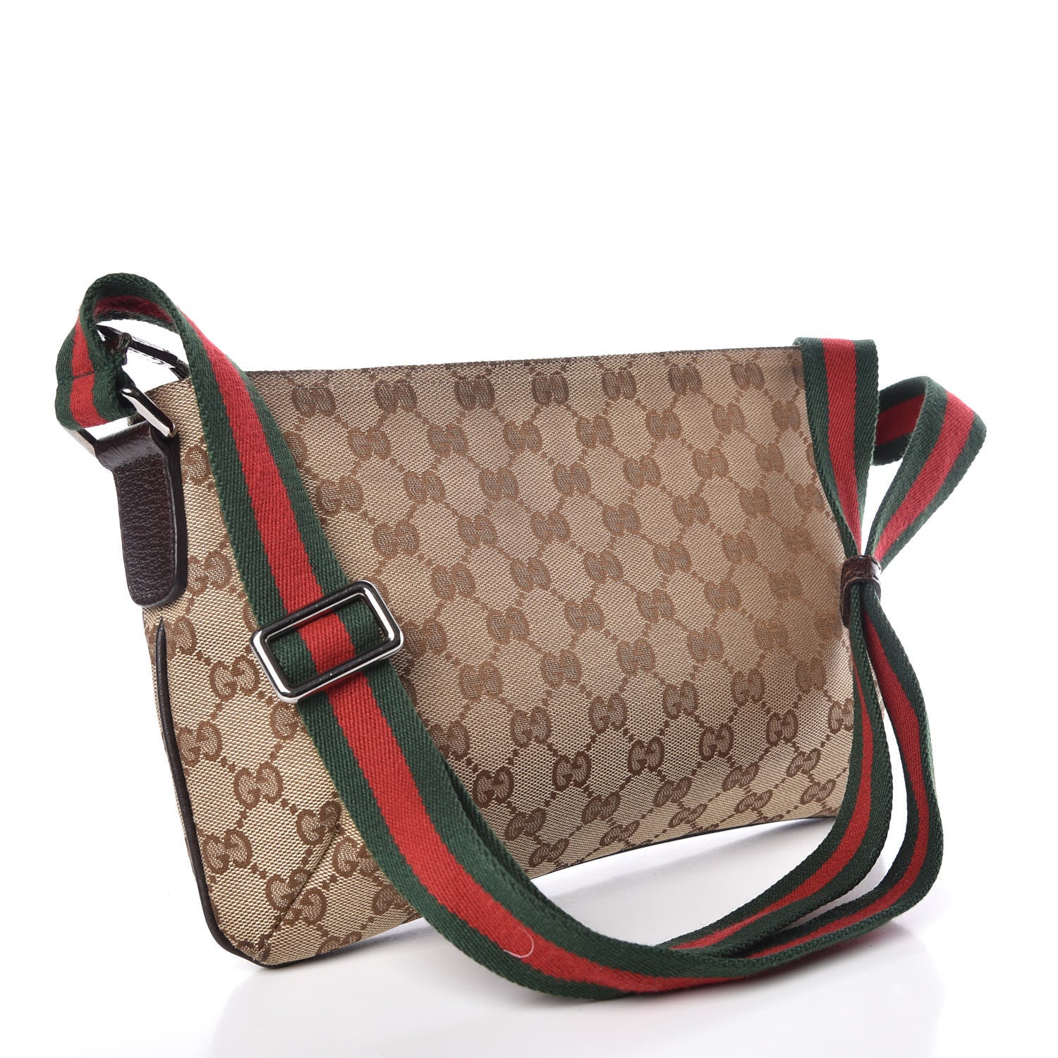 Gucci Monogram Web Small Flat Messenger Crossbody Dark Brown 3 of 10