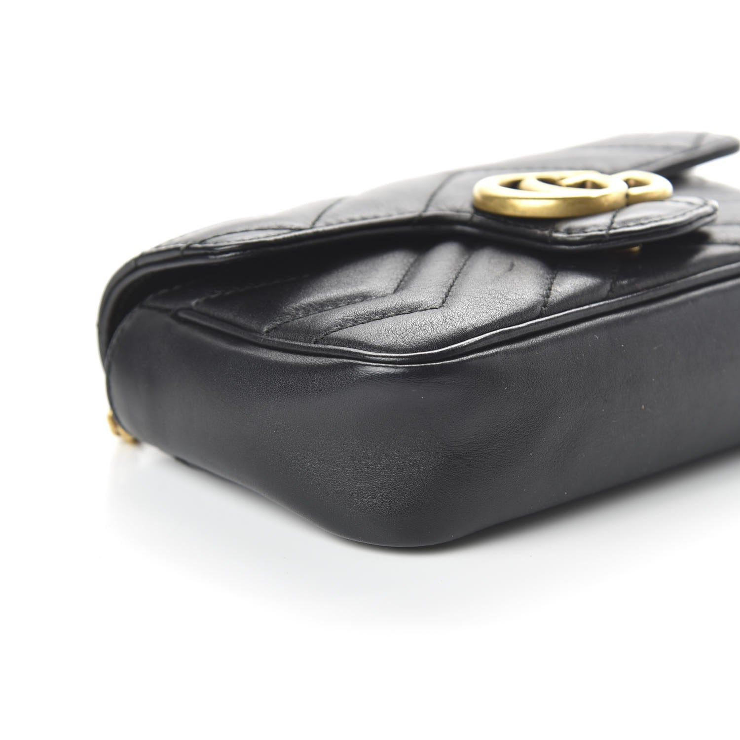 Gucci Calfskin Matelasse Super Mini GG Marmont Shoulder Bag Black 6 of 10