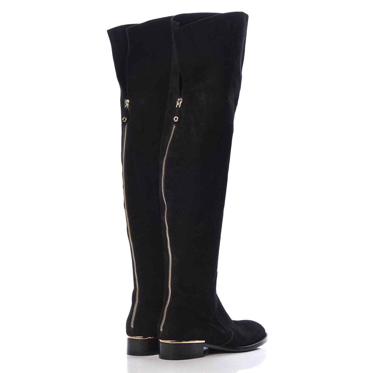 Suede Skyline Thigh High Flat Boots 39 Black
