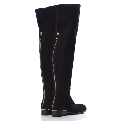 Louis Vuitton Suede Skyline Thigh High Flat Boots 39 Black 4 of 9