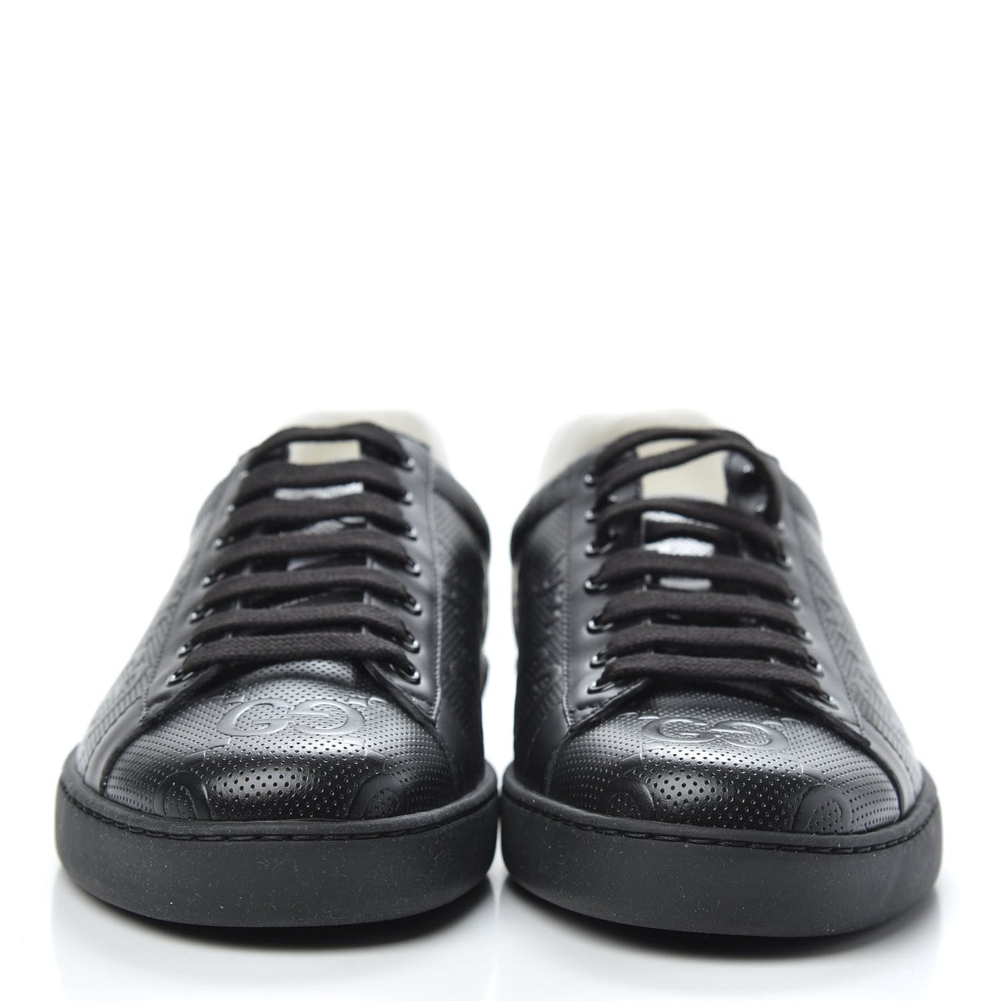 Calfskin GG Tennis Embossed Mens Ace Sneakers 6 Black