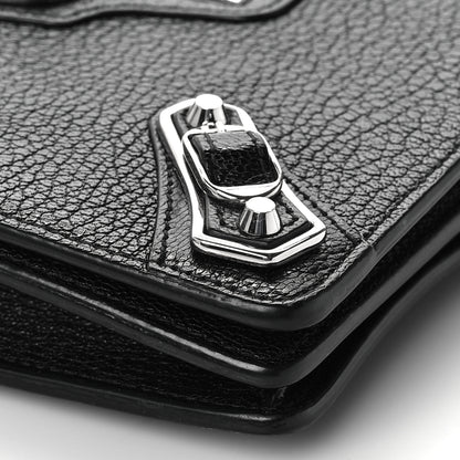 Balenciaga Agneau Silver Metallic Edge Hardware Wallet On Chain Black 6 of 7