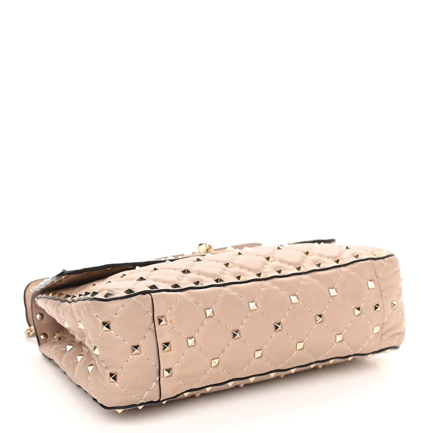 Lambskin Medium Rockstud Spike Shoulder Bag Poudre