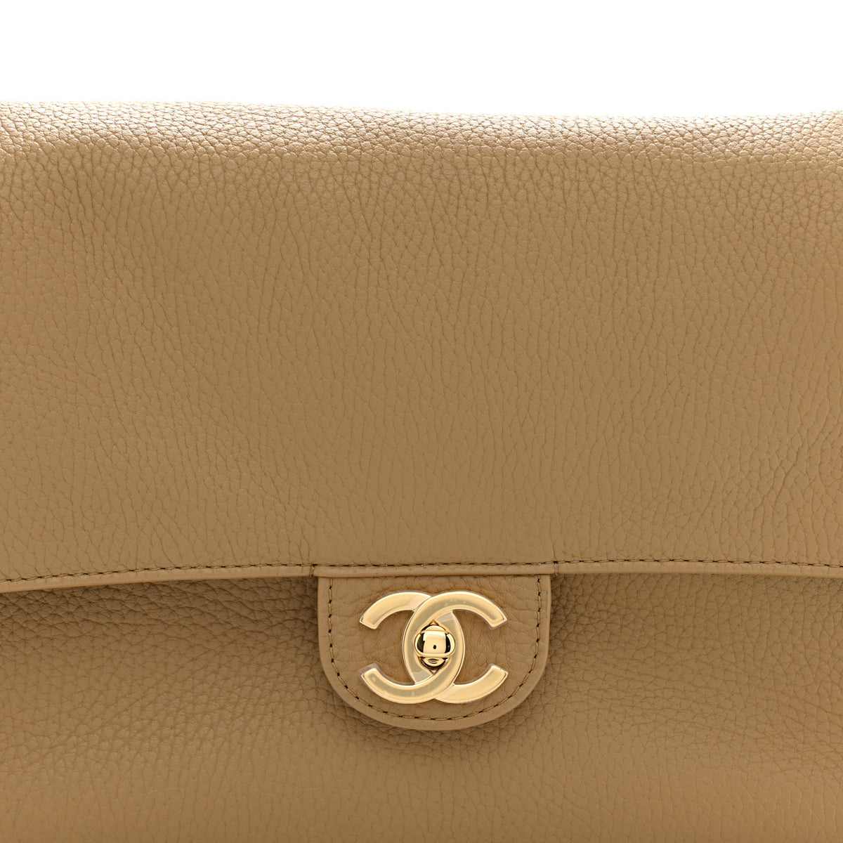 Grained Calfskin Small Souplissimo Maxi Flap Dark Beige