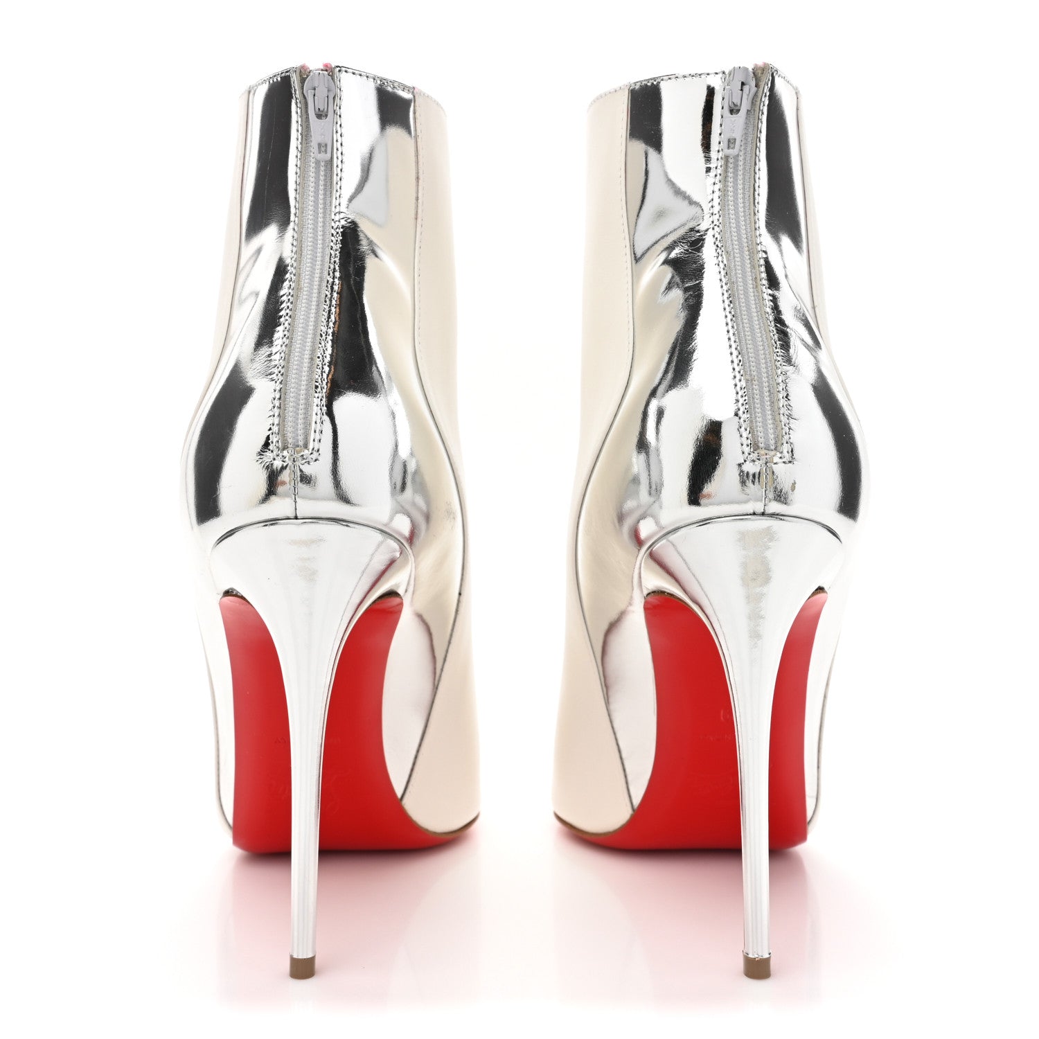Christian Louboutin Calfskin Specchio 100 Delicotte Booties 39 Snow Silver 4 of 9