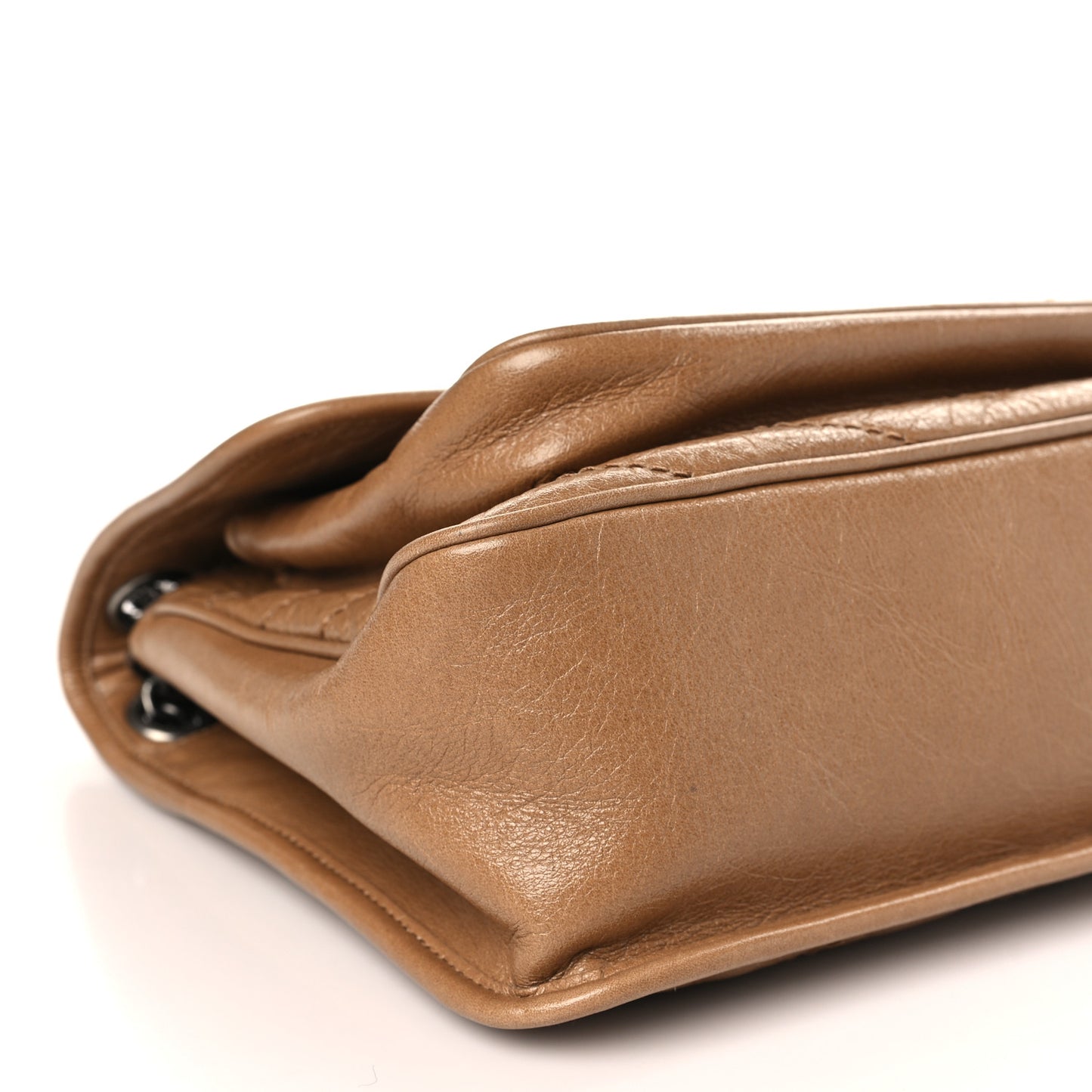 Crinkled Calfskin Matelasse Monogram Medium Niki Chain Satchel Dark Toffee