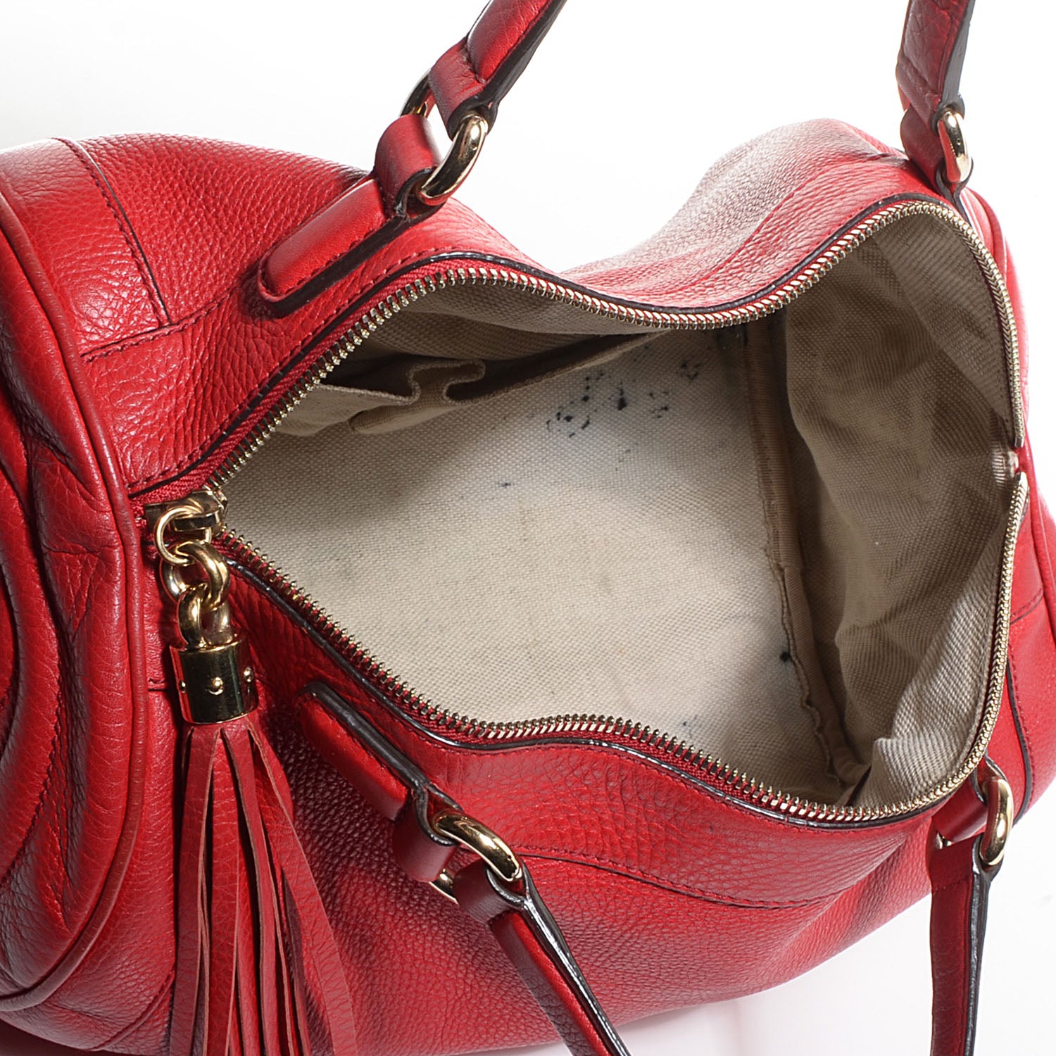 Gucci Pebbled Calfskin Medium Soho Boston Red 5 of 7