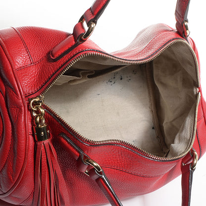 Gucci Pebbled Calfskin Medium Soho Boston Red 5 of 7