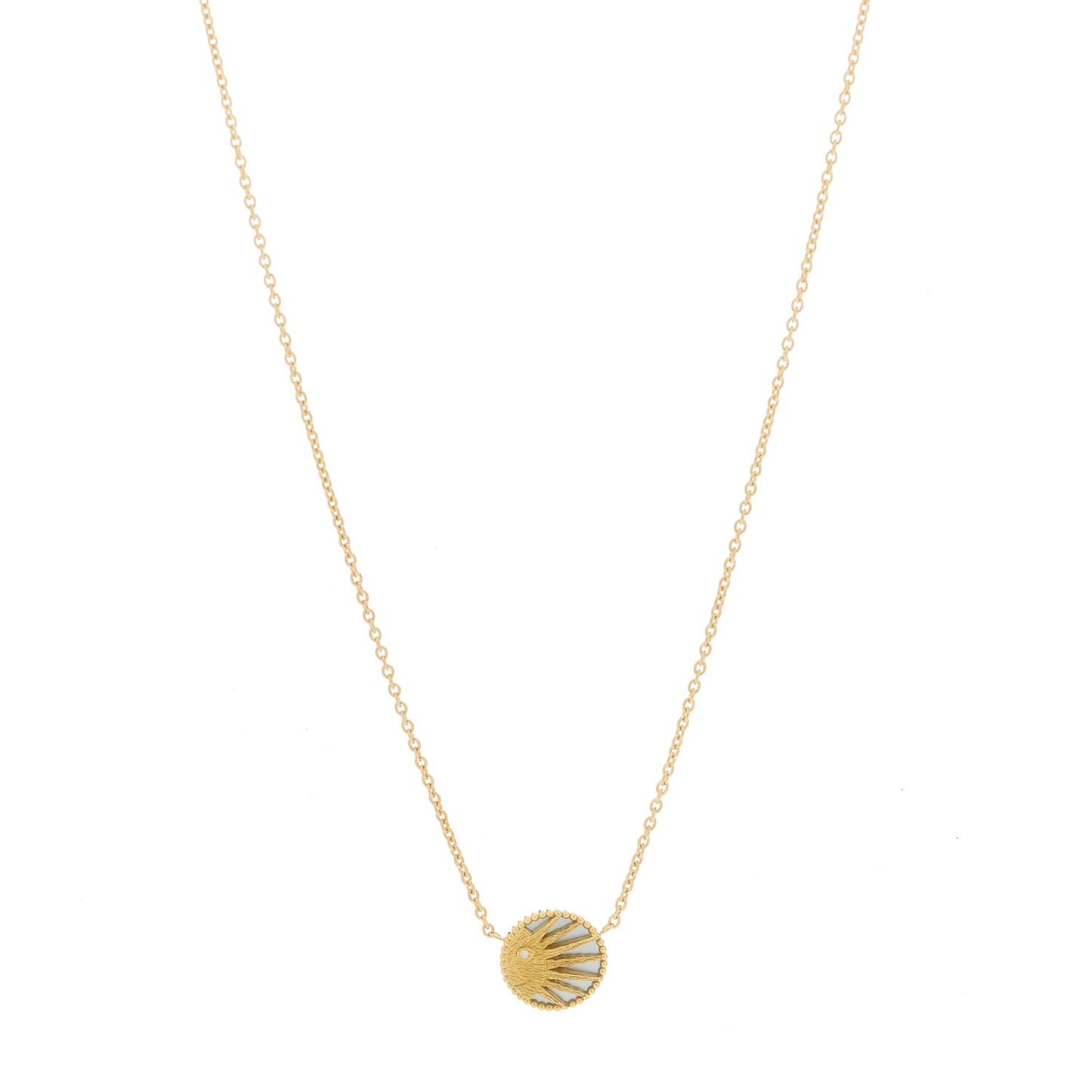 18K Yellow Gold Platinum Diamond Black Onyx Mother of Pearl Rose Celeste Pendant Necklace