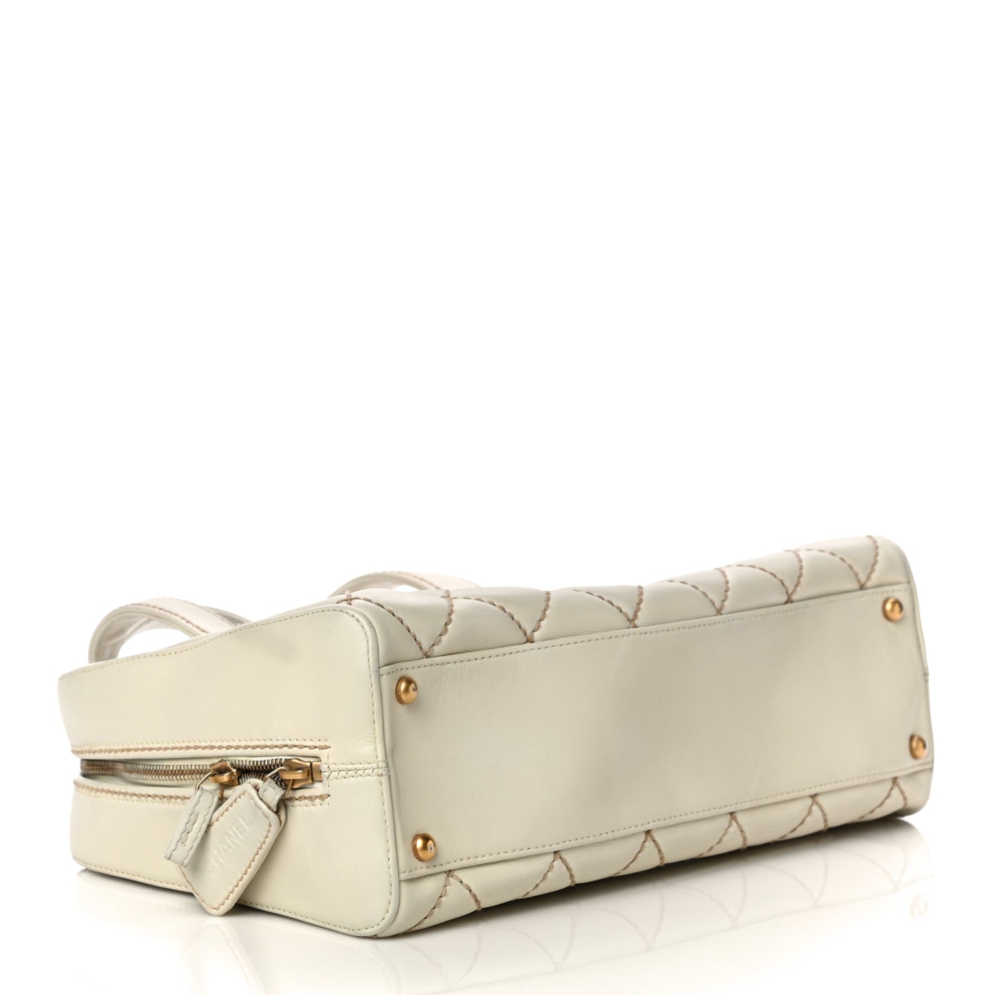 Calfskin Wild Stitch Top Handle Bag White