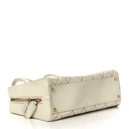 Chanel Calfskin Wild Stitch Top Handle Bag White 5 of 24