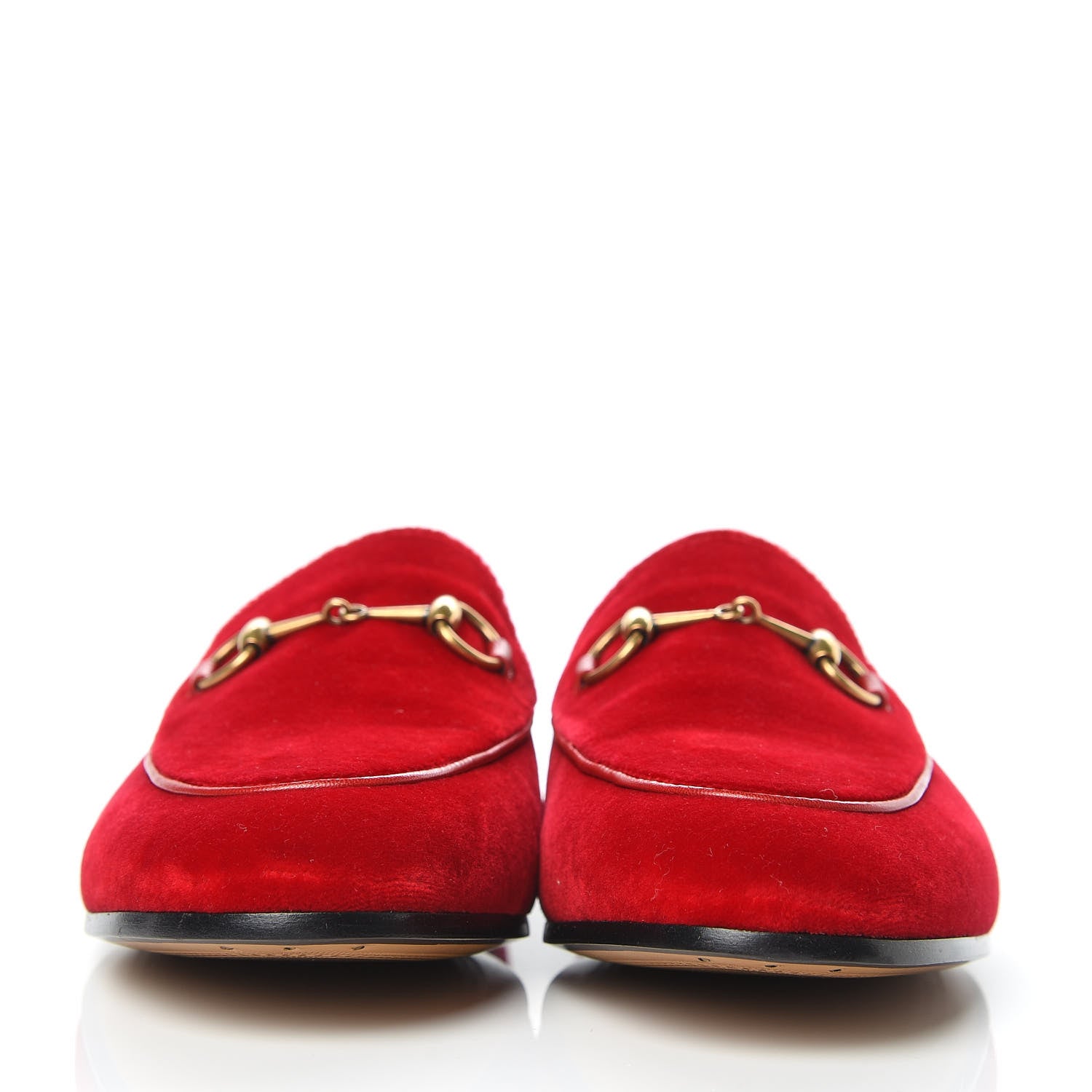 Gucci Velvet Horsebit Womens Jordaan Loafers 38.5 Hibiscus Red 2 of 9