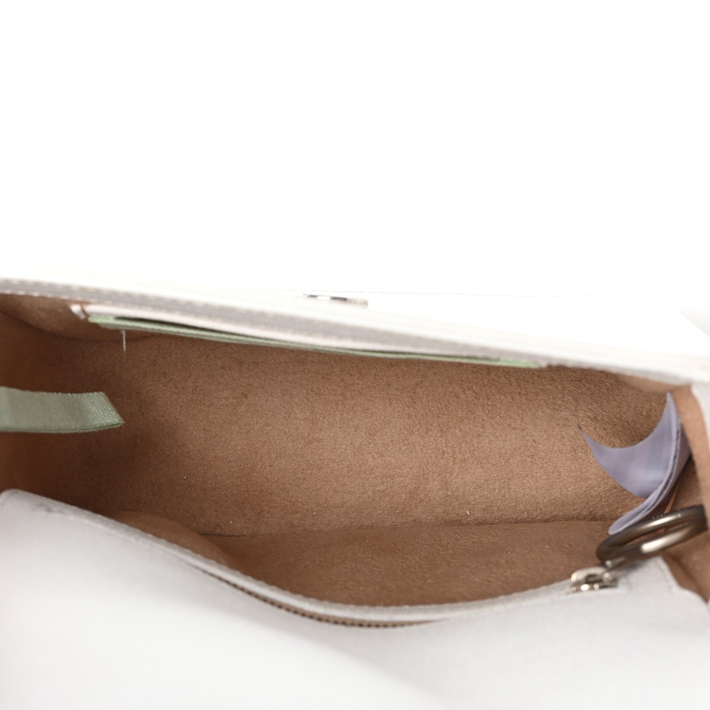 Saffiano Striped Diag Binder Flap Bag White Black