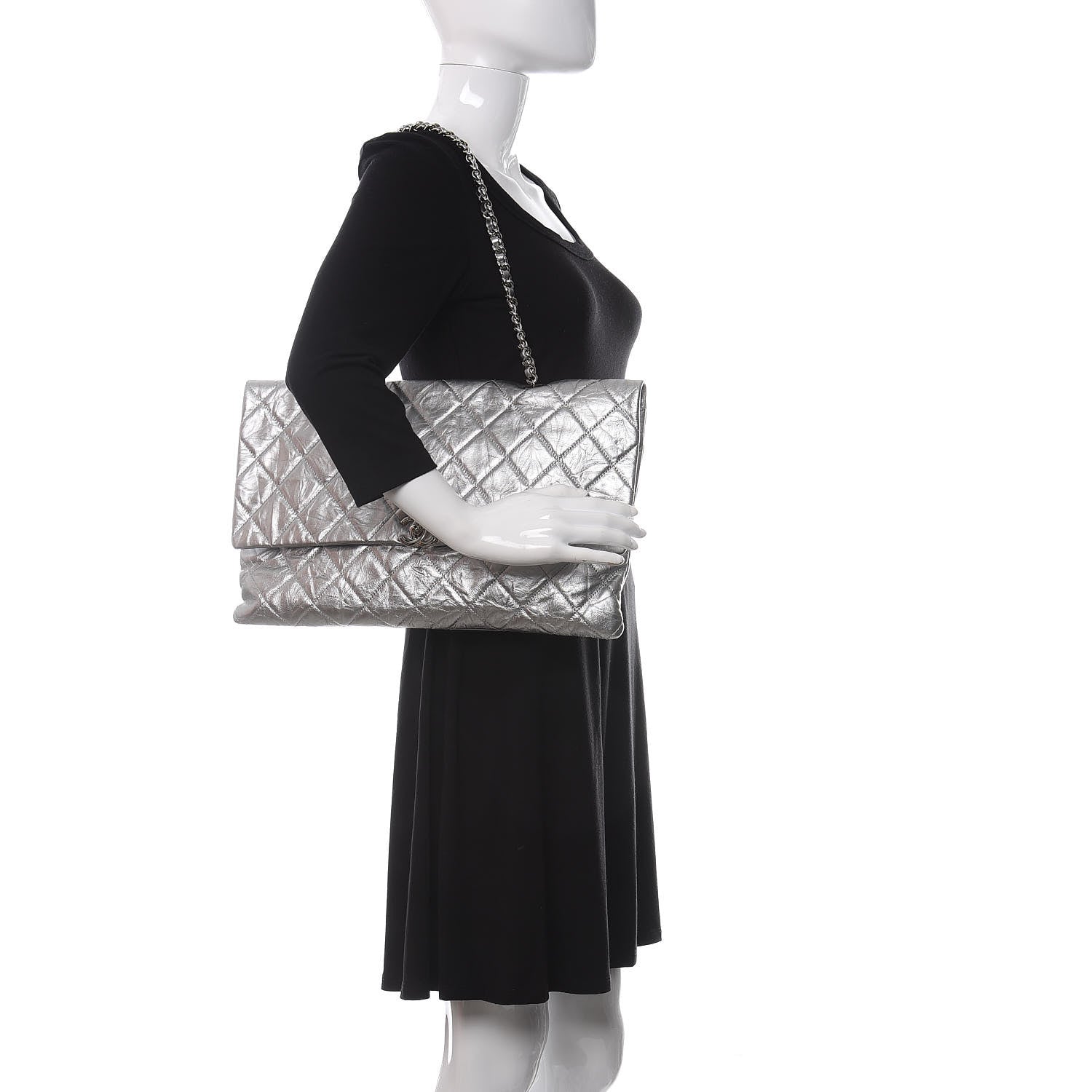 Chanel Metallic Crumpled Calfskin Big Bang Large Flap Bag Silver 2 of 10
