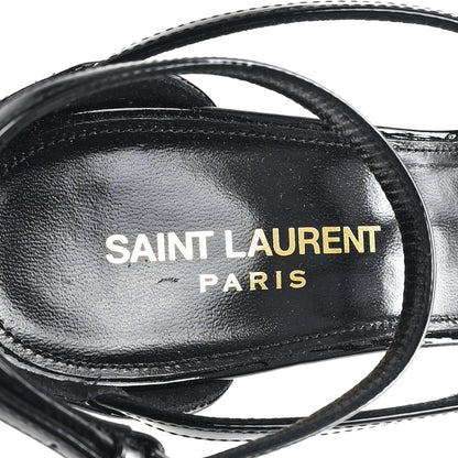 Saint Laurent Vernice Chiffon Cassandra 100 Ankle Strap Sandals 39 Black 8 of 10
