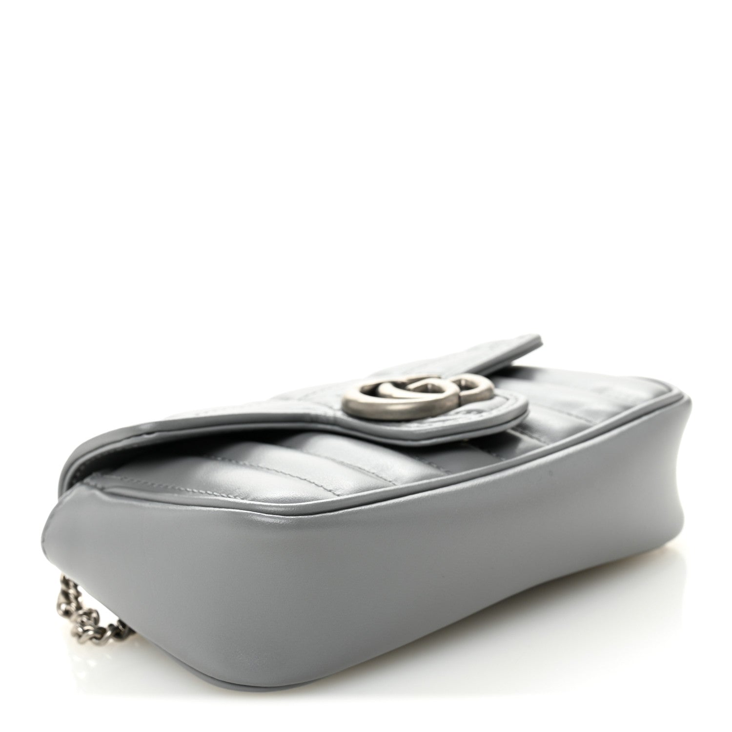 Gucci Calfskin Matelasse Aria Super Mini GG Marmont Shoulder Bag Deep Grey 4 of 11