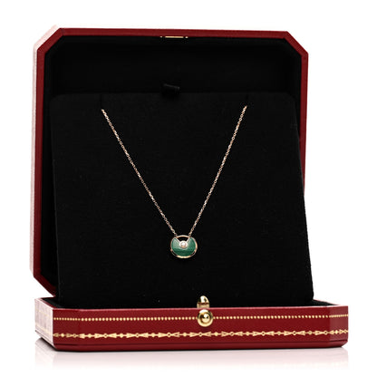 Cartier 18K Pink Gold Diamond Malachite XS Amulette de Cartier Pendant Necklace 5 of 5