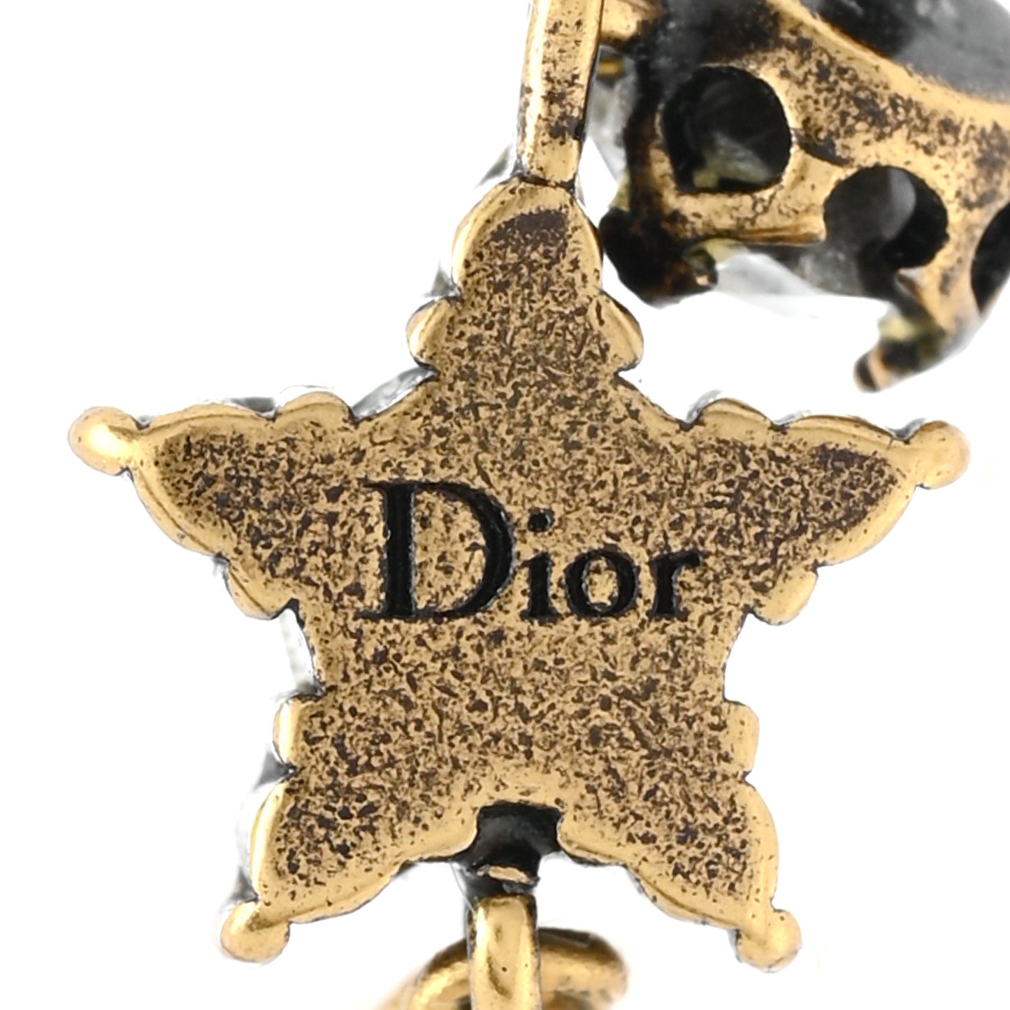 Crystal Pearl Star Bee Earrings Aged Gold