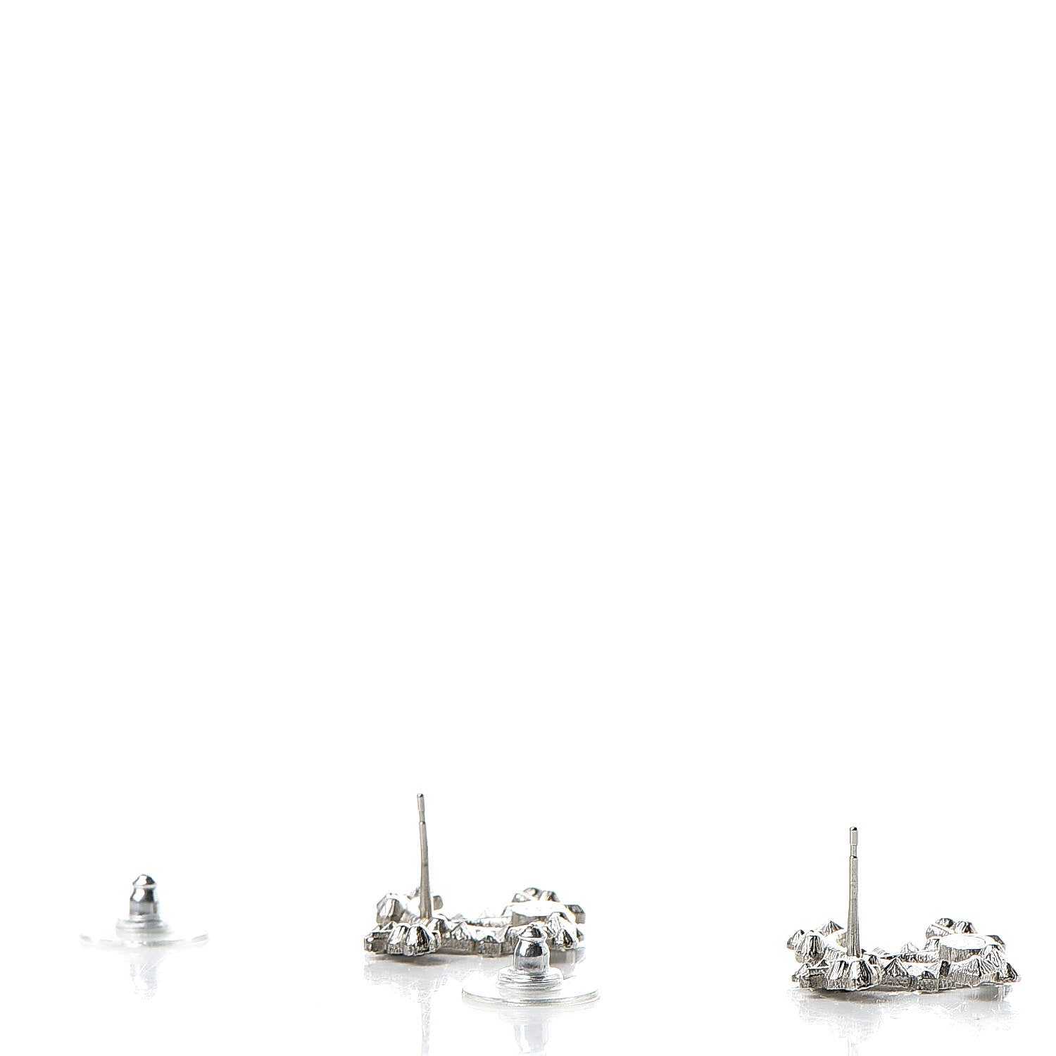 Chanel Baguette Crystal CC Earrings Silver Black 3 of 6