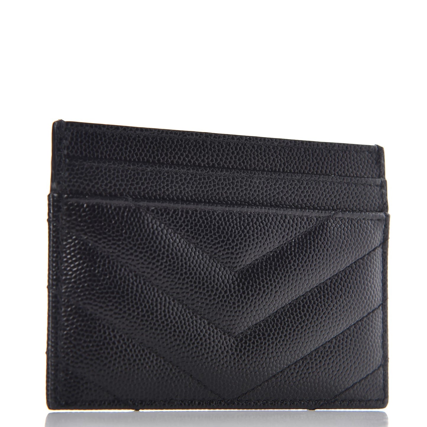 Grain De Poudre Matelasse Chevron Monogram Credit Card Case Black