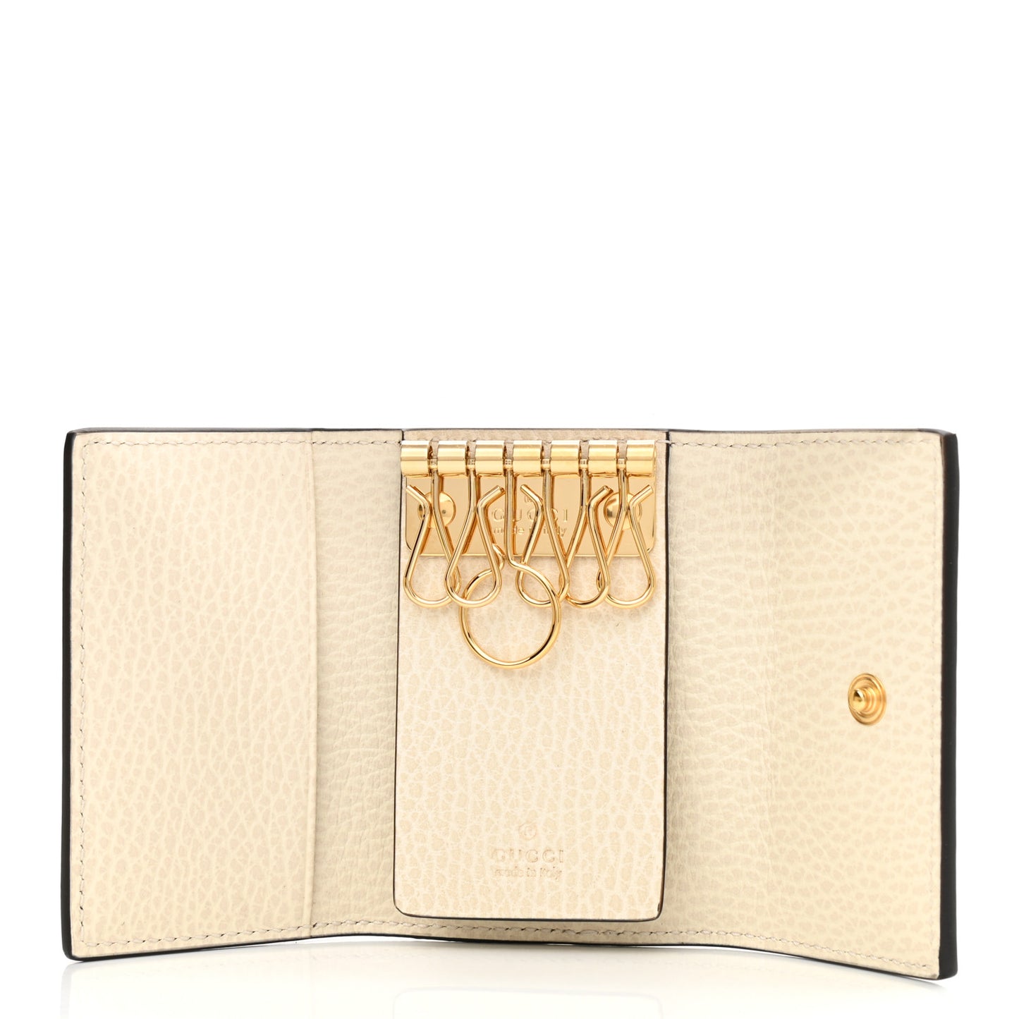Dollar Calfskin GG Supreme Monogram GG Marmont 6 Key Holder Case Mystic White Beige Ebony