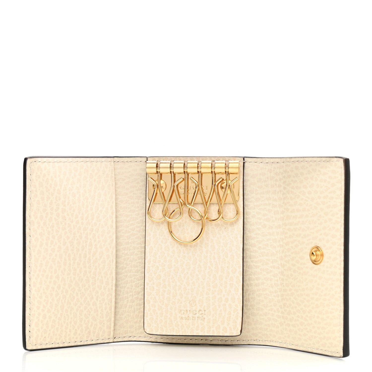 Gucci Dollar Calfskin GG Supreme Monogram GG Marmont 6 Key Holder Case Mystic White Beige Ebony 5 of 8