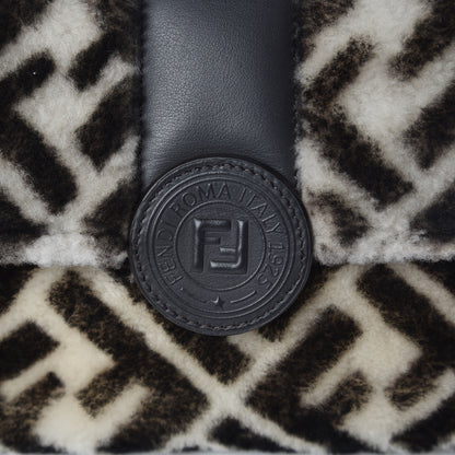 Fendi Shearling Macro FF 1974 Diagonal Double F Shoulder Bag White Light Rose Ebano 11 of 11