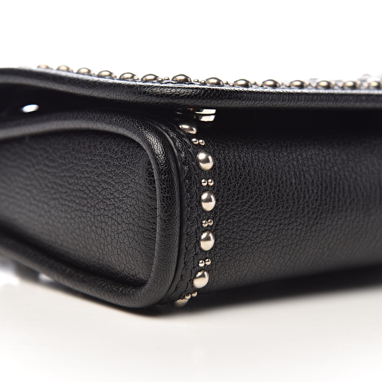 Miu Miu Goatskin Madras Borchie Shoulder Bag Black 9 of 11