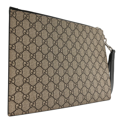 Gucci GG Supreme Monogram Kingsnake Zip Wristlet Pouch Beige Black 3 of 7