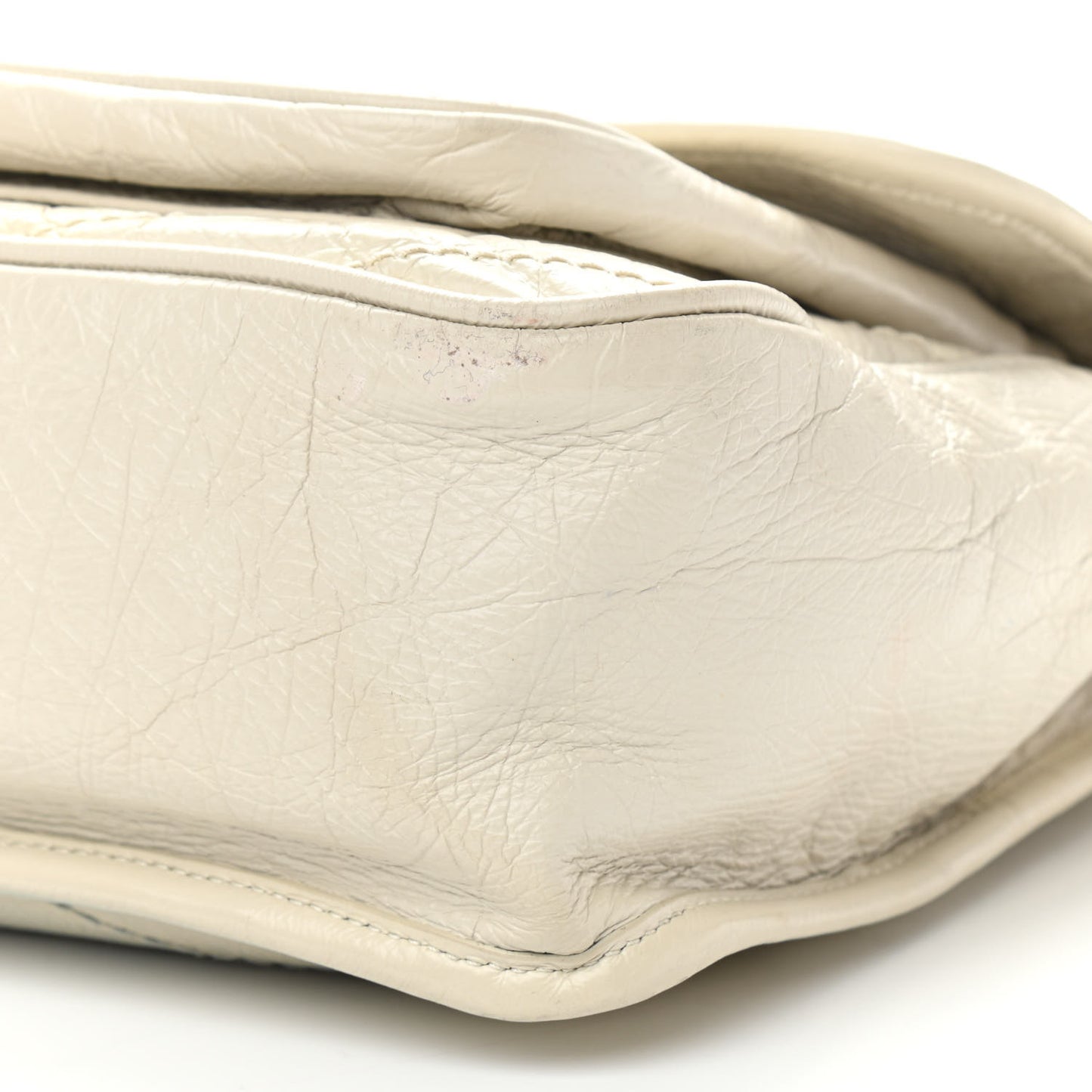 Crinkled Calfskin Matelasse Monogram Large Niki Chain Satchel Ivory