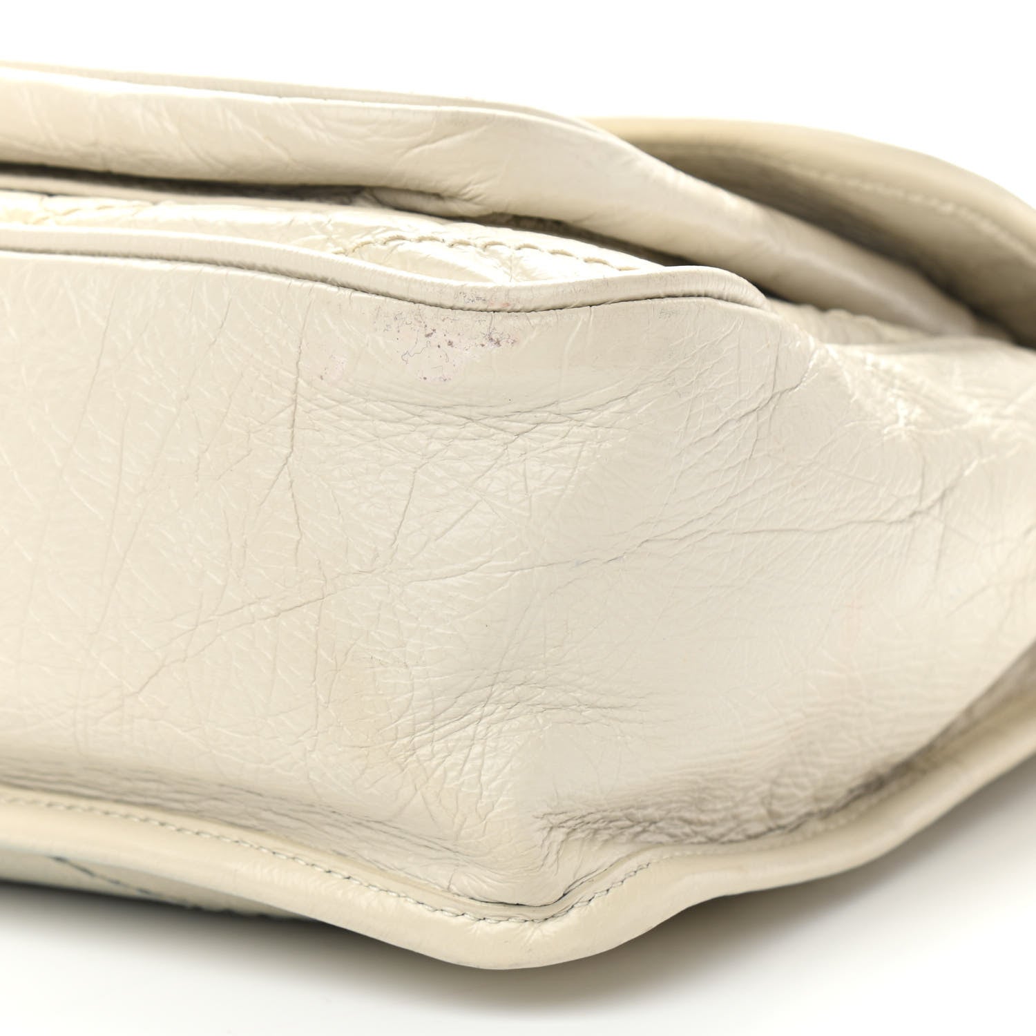 Saint Laurent Crinkled Calfskin Matelasse Monogram Large Niki Chain Satchel Ivory 9 of 12