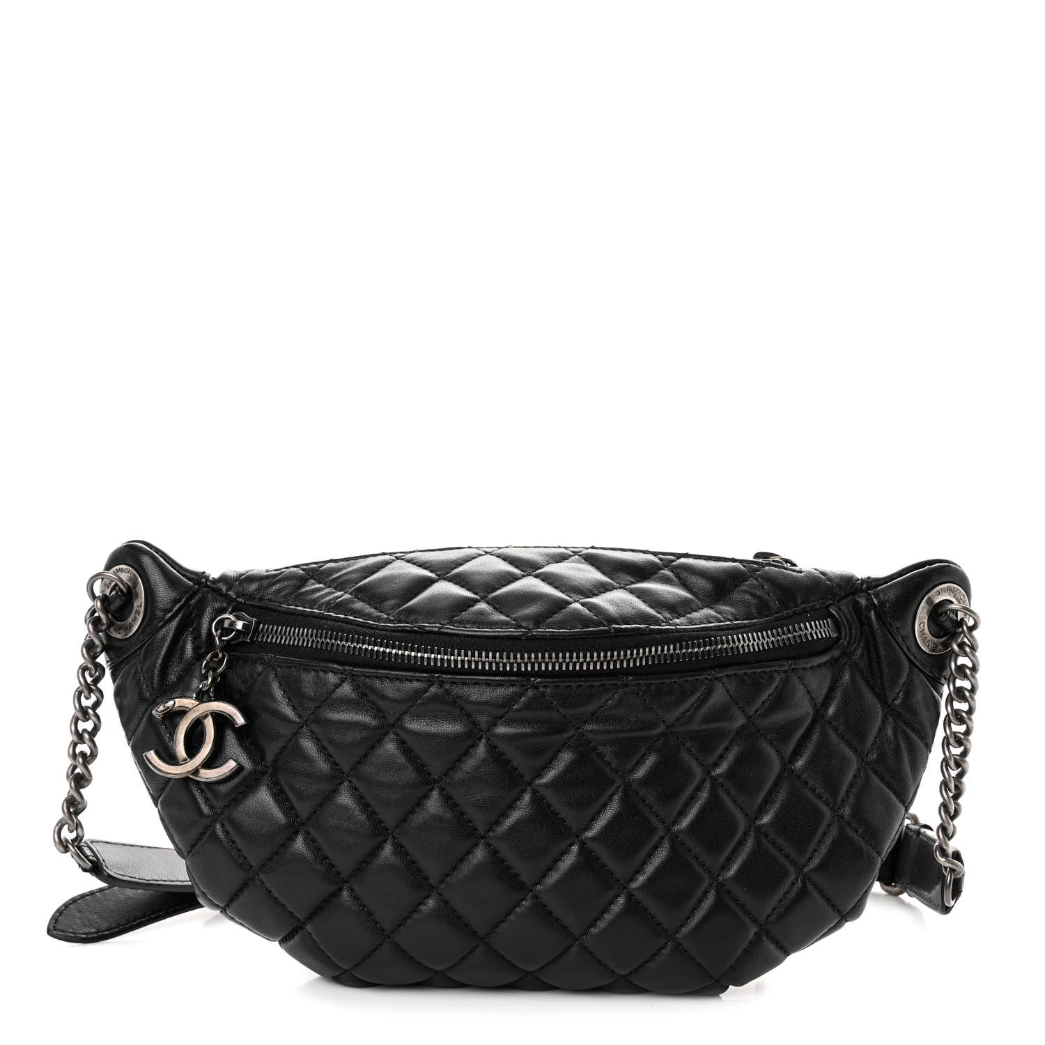 Chanel Lambskin Quilted Banane Waist Bag Fanny Pack Black 1 of 10